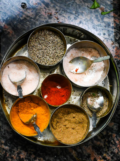 istock Cooking spices powder ingredients in an Indian kichen. 1577857514