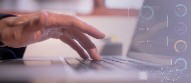 istock Businessman hands typing on laptop computer keyboard, surfing internet working in business concept.SEO, Search Engine Optimization, analysis financial data report, investment strategy and planning 1577881464