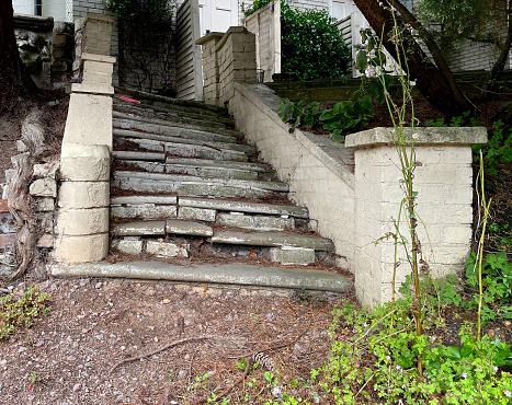 Old collapsing stone staircase