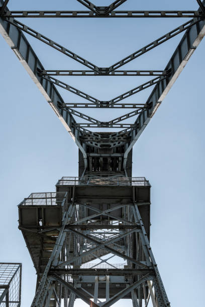 istock Bottom view of an abandoned mine shaft tower 1577947657