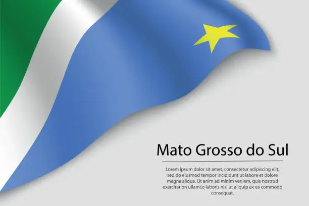 Vector illustration of Wave flag of Mato Grosso do Sul is a state of Brazi