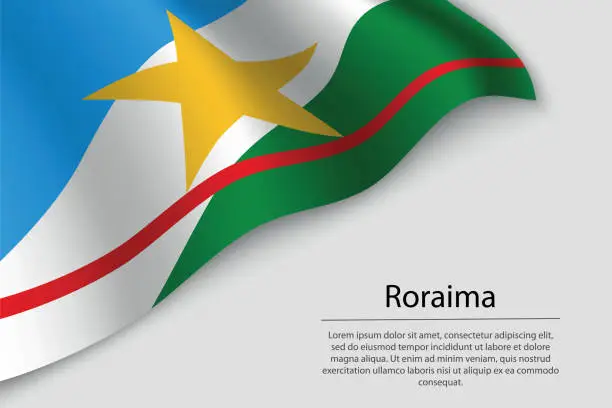 Vector illustration of Wave flag of Roraima is a state of Brazi