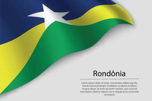 Vector illustration of Wave flag of Rondonia is a state of Brazi