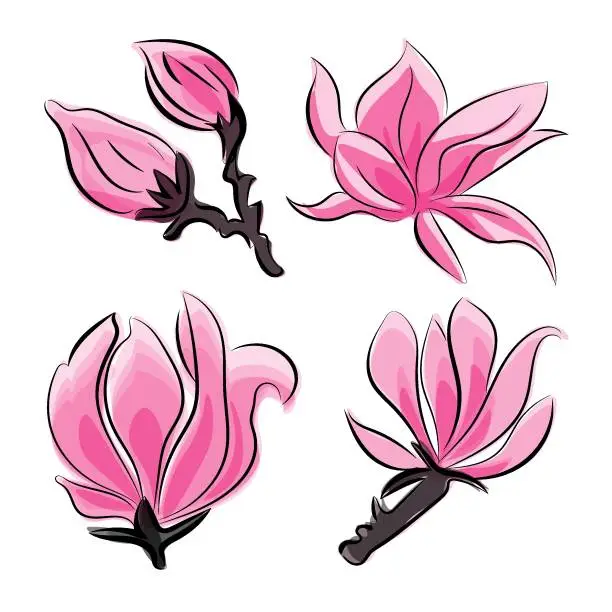 Vector illustration of Japanflowers409