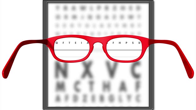 Glasses Eye Test - Footage. 3D illustration.