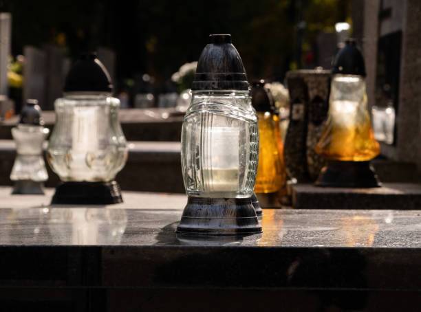 istock Cemetery grave candle lanterns or znicz. 1578065263