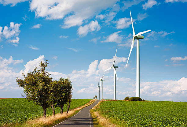 istock Modern windmills by the road 157810010