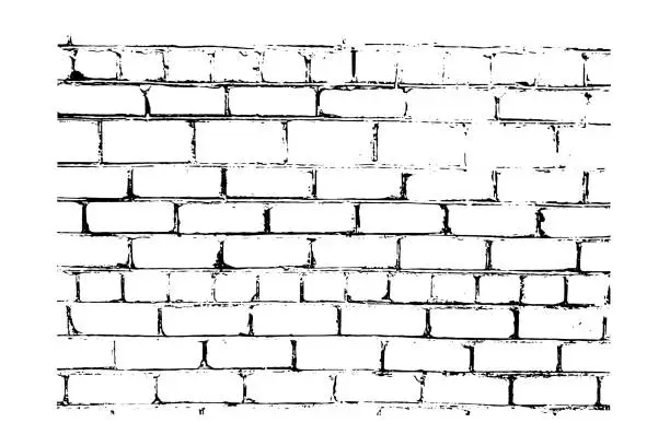 Vector illustration of Brick Wall Background Grudge Texture Black and White