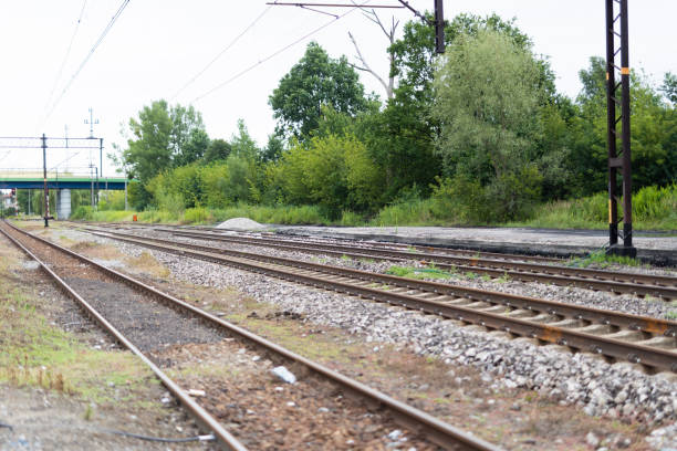 Railway track on Railway Station. South east Poland