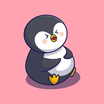 penguin laught cute cartoon vector animal illustration