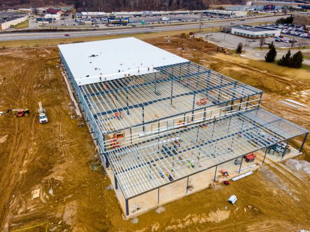istock Aerial view of the construction project site 1578254549