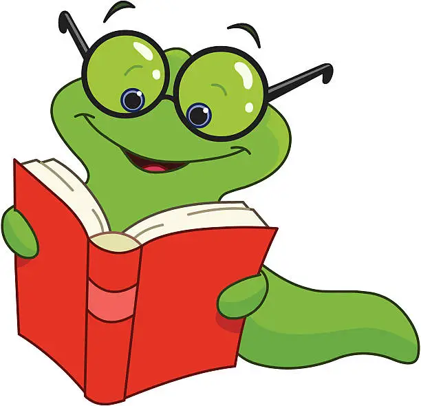 Vector illustration of Book worm