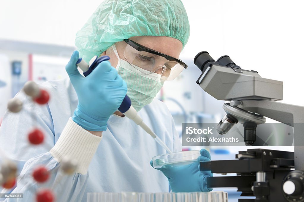Woman in laboratory squeezing liquid into petri dish Scientist with dropper working  at the laboratory Scientist Stock Photo