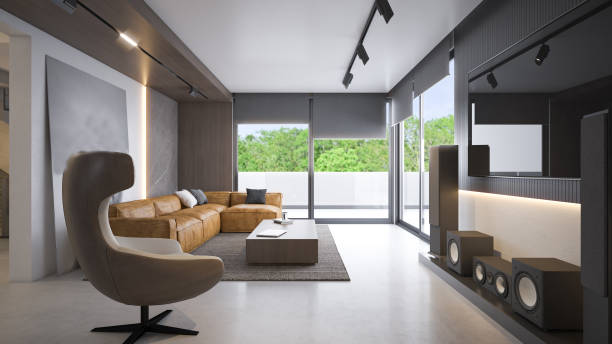 istock Interior Design. Architecture. Computer generated image of living room. Architectural Visualization. 3D rendering. 1578331974