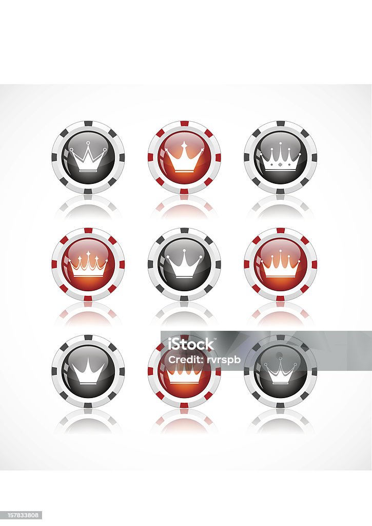 Conjunto de corona iconos botones de color - arte vectorial de Blanco - Color libre de derechos
