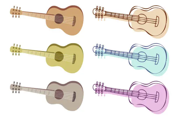 Vector illustration of Guitar colorful illustration set