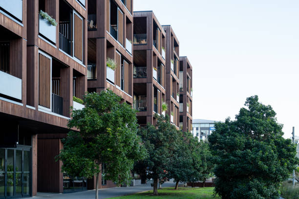istock Modern city apartment with wooden  Architecture 1578458421