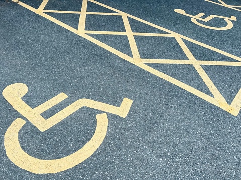 Disabled access car park road markings