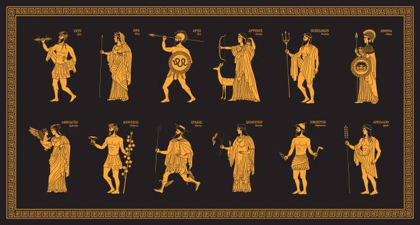 ilustraciones, imágenes clip art, dibujos animados e iconos de stock de doce olímpicos - roman god