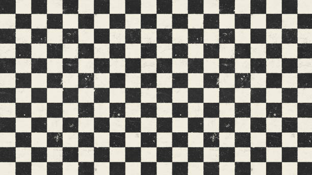 istock Retro grunge vintage old newspaper texture checkerboard pattern washed out black and white overprint poster halftone background 1578544244