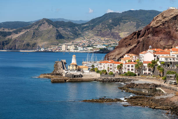 istock Small comfortable town on Madeira coastline 1578545385