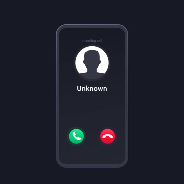stockillustraties, clipart, cartoons en iconen met unknown caller, scam phone call, vector interface design - telefoon gebruiken