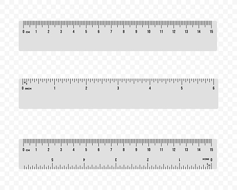 Set of ruler scale 15 cm and 6 inch vector design. Centimeter and inch scale for measuring