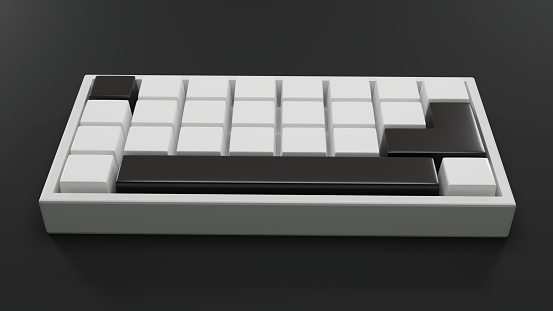 3D Keyboard with no letter sign on Black Background