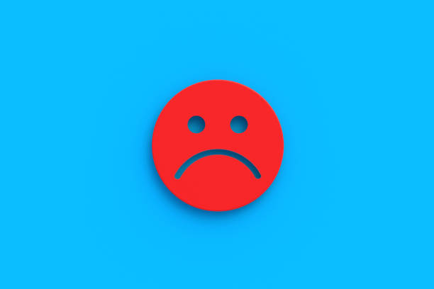 istock Sad emotion face. Mood expression concept. Opinion and feedback. Top view. 3d render 1578551970