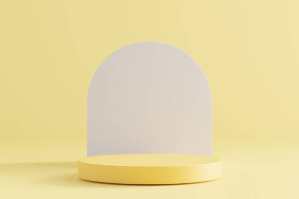 istock 3D yellow podium with copy space for product display presentation abstract background. Graphic rendering design. 1578553345