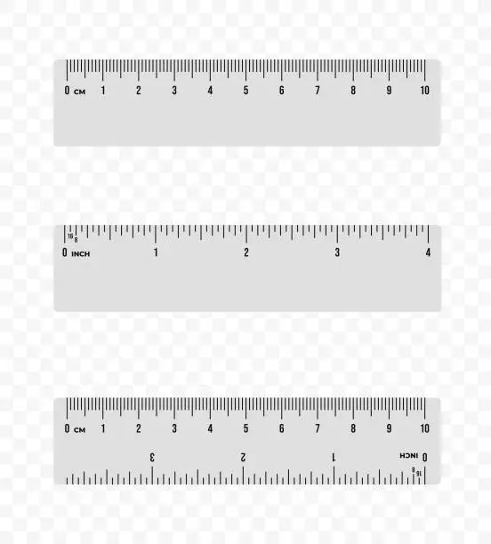 Vector illustration of Set of ruler scale 10 cm and 4 inch vector design. Centimeter and inch scale for measuring