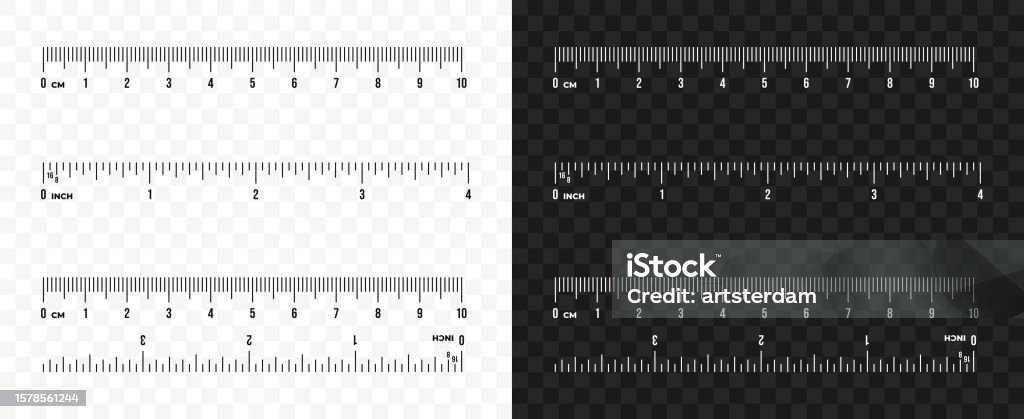 10 Inch Example With Normal Scale Set Of Ruler Scale 10 Cm And 4 Inch Vector Design Centimeter And Inch ...