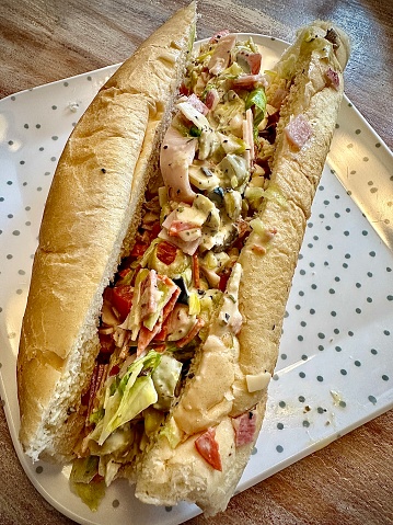 A chopped cold Italian sub sandwich.