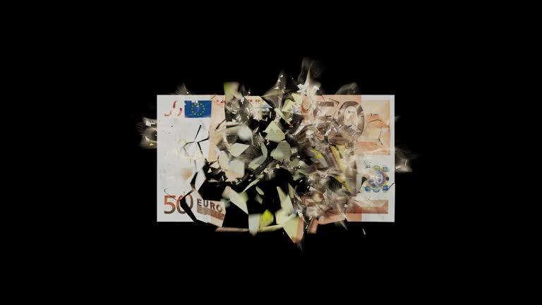 Euro banknote exploding