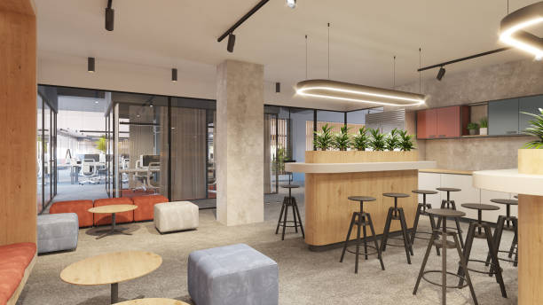 istock Interior design. Computer Generated Image Of Office. Lounge and Dining Room. Architectural Visualization. 3D Render.  Stock Photo 1578643712