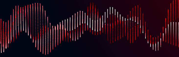 Musical wave. Digital technology background. Abstract structure with glowing dots. Big data. Particle flow. 3D rendering
