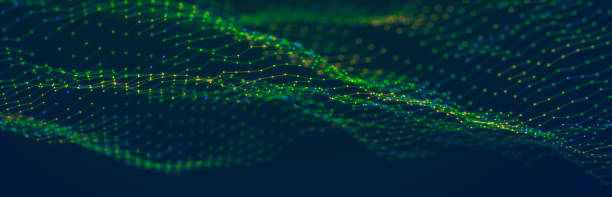 Abstract illustration with connected dots and lines. Digital network background. The concept of science, technology. 3D