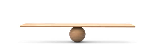 Wooden Seesaw 3d. balancing on seesaw 3d render. 3d illustration