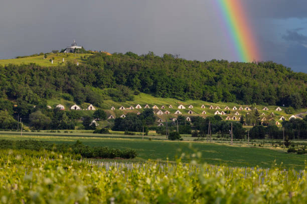 istock Traditional wine cellars (Gombos-hegyi pincesor) in Hercegkut, UNESCO site, Great Plain, North Hungary 1578883482
