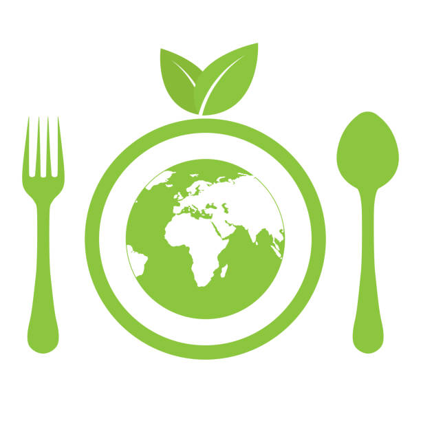 istock Illustration World Food Day.Globe on a plate with a spoon and fork 1578906153
