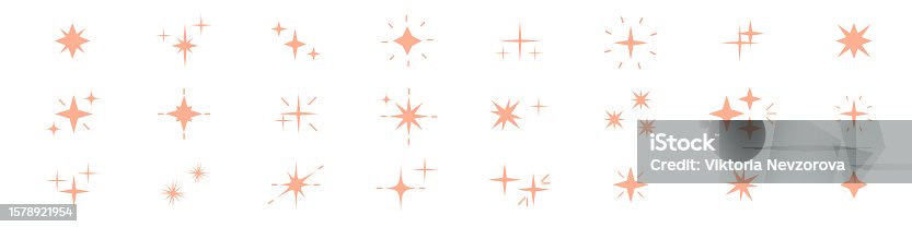 istock Magical star icons collection. Elements with glitter, shine and sparkle set. Light and glow lines. Vector illustrations isolated on white background. 1578921954