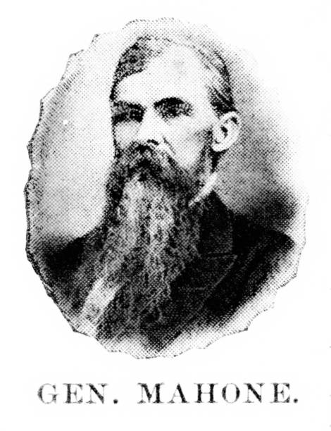 ilustrações, clipart, desenhos animados e ícones de general confederado william mahone e retrato político da virgínia, história da guerra civil americana do século 19 - civil war general engraving men