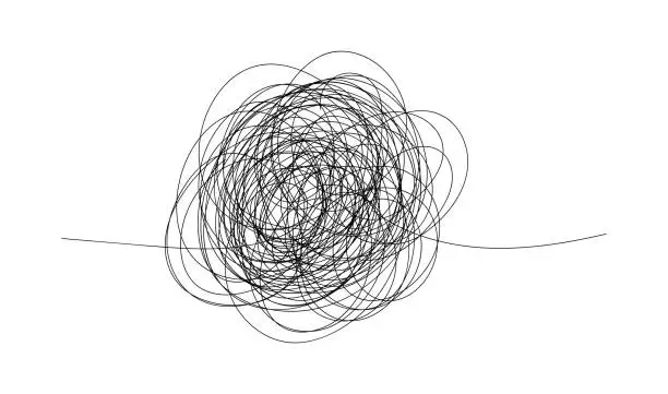 Vector illustration of Transformation stress in psychology. Mental health concept. Chaos solving. Flat vector illustration