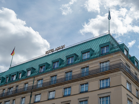 Berlin, Germany, July 18, 2023 Adlon Hotel on Pariser Platz in the center of Berlin. Berlin, Germany, July 18, 2023