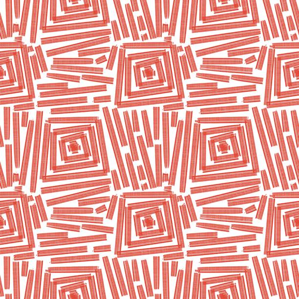 ilustrações, clipart, desenhos animados e ícones de padrão de geometria abstrata sem costura. fundo simples em vermelho ou laranja, cores brancas. ilustração. linhas abstratas, quadrados. - red bauble audio