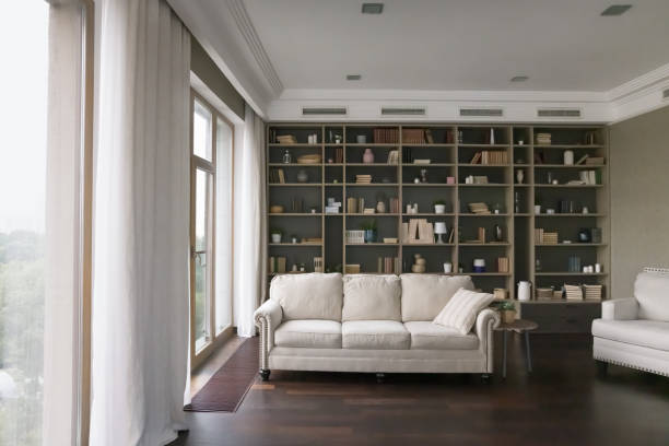 Blurred image of bookshelves full of books