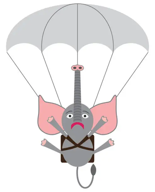 Vector illustration of Sky Diving Elephant