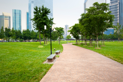 footpath of lujiazui city park of shanghai china.adobe rgb 1998 use.