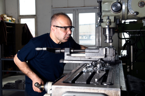 machinist lathe in the production shop