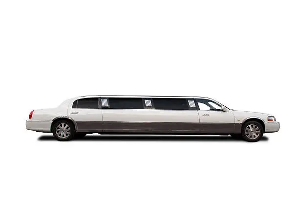 Photo of Luxury limousine side view white.